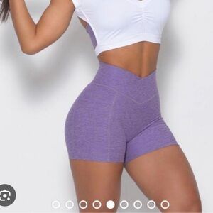 Bombshell Sportswear Tiny Waist Shorts in Violet Purple